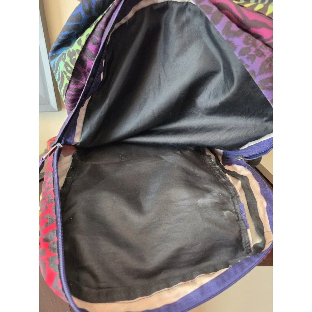 Vintage 90s Jansport Leopard and Zebra Print Backpack Multi Color 3 Zipper